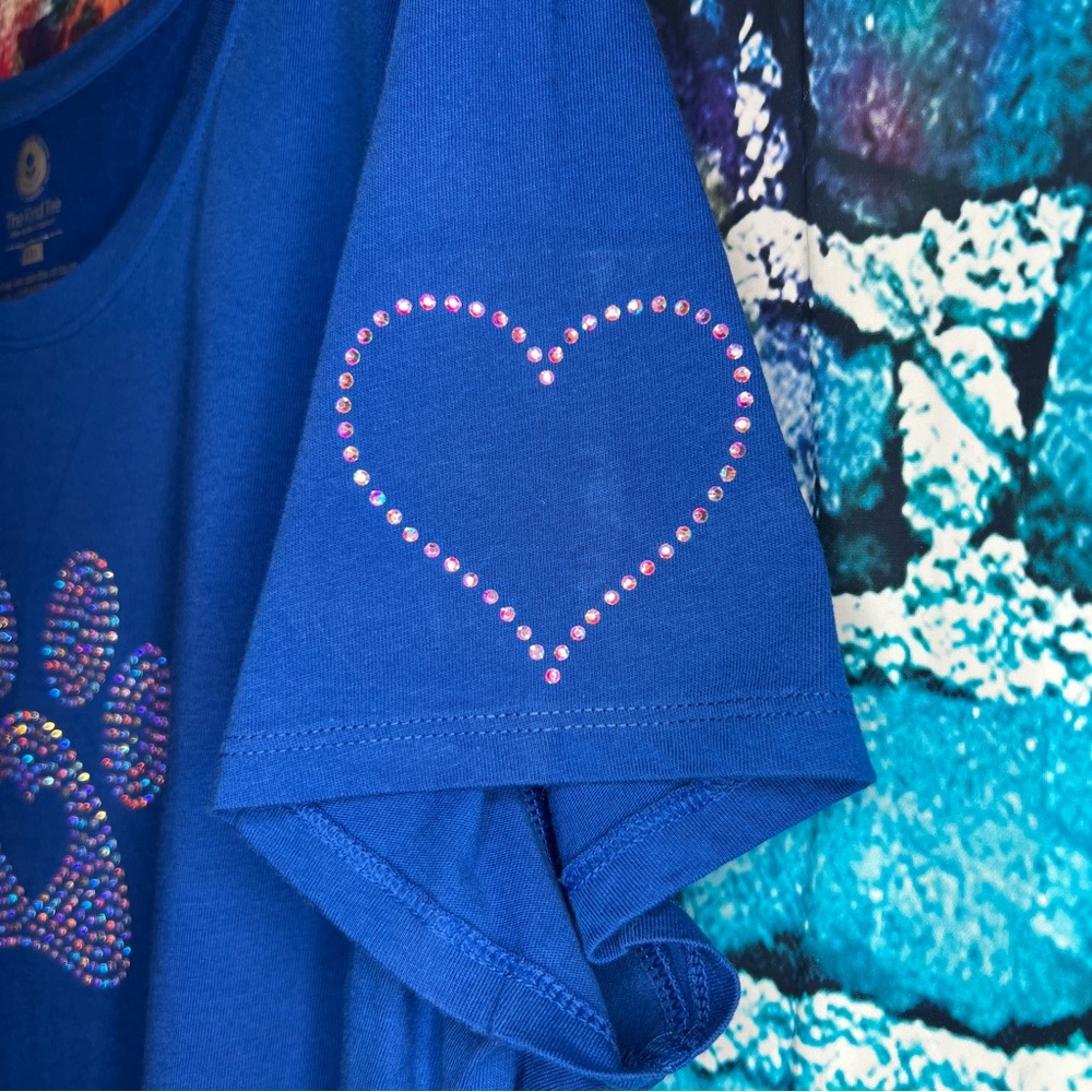 Paw with Heart Rhinestone Top [5 R] - Picture 5 of 9